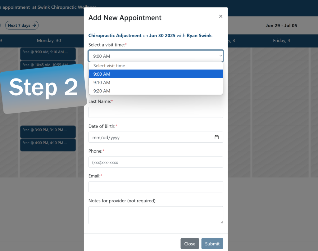 Online scheduling step 2